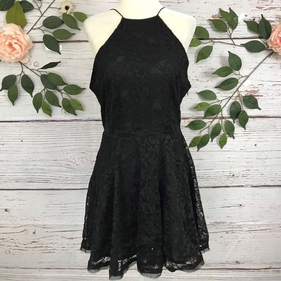 black lace strappy dress